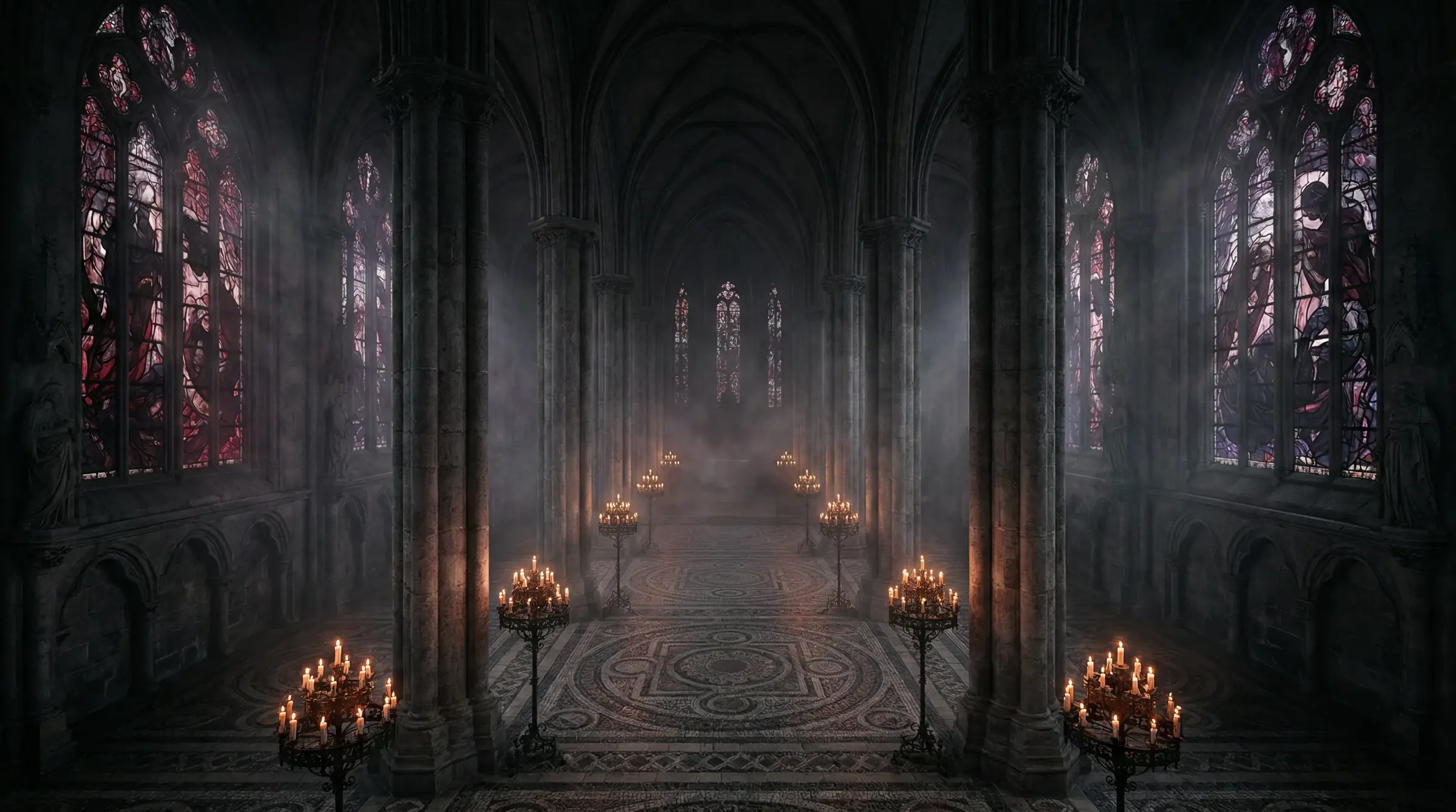 成人动漫 暗黑哥特教堂风格首页背景